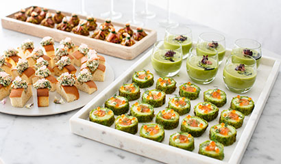 Canapes and food on platter